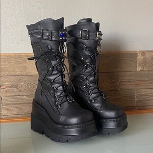 Demonia Black Platform Combat Boots